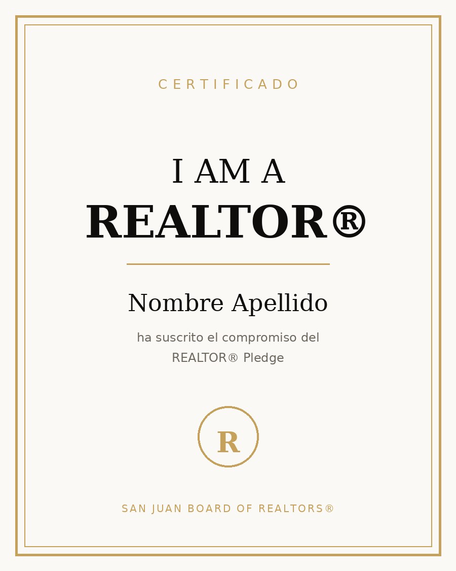 Certificado REALTOR® — Nombre Apellido